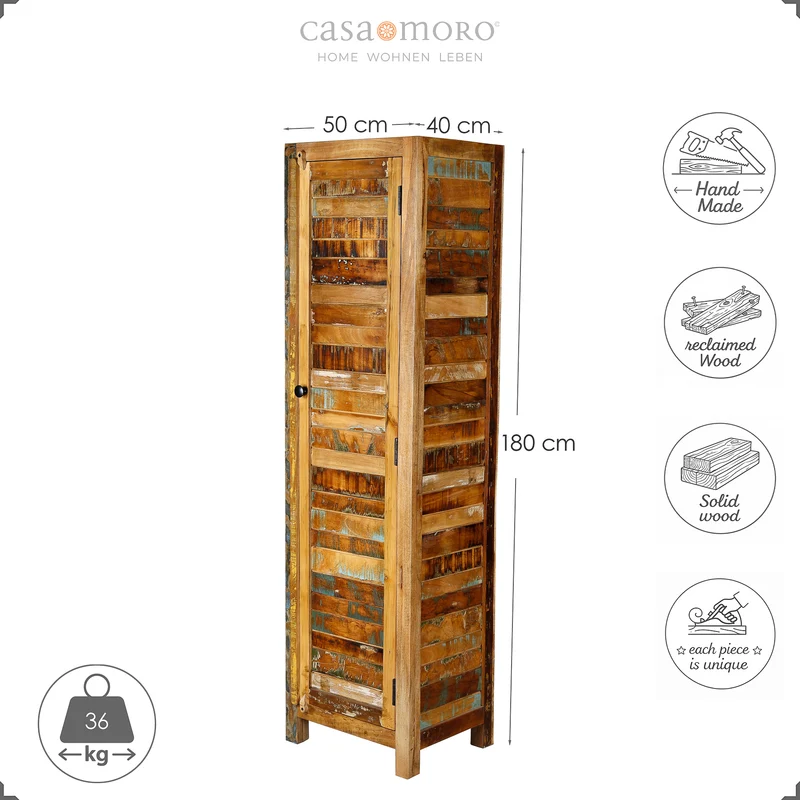 Massivholz Hochschrank – Schmal