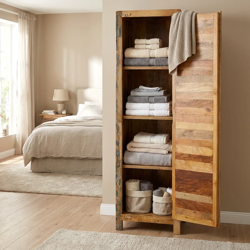 Massivholz Hochschrank – Schmal