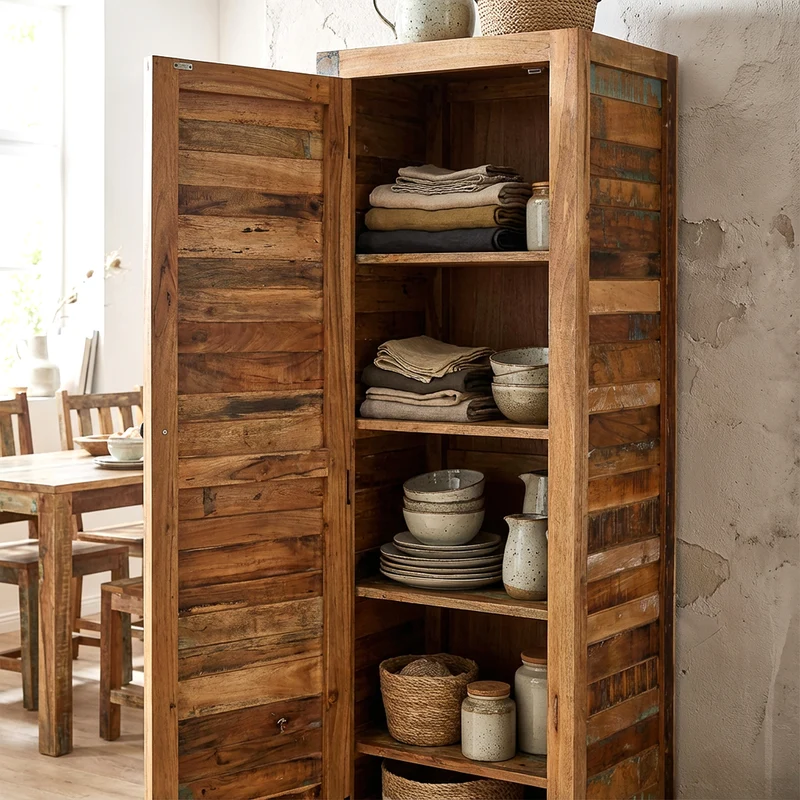 Massivholz Hochschrank – Schmal