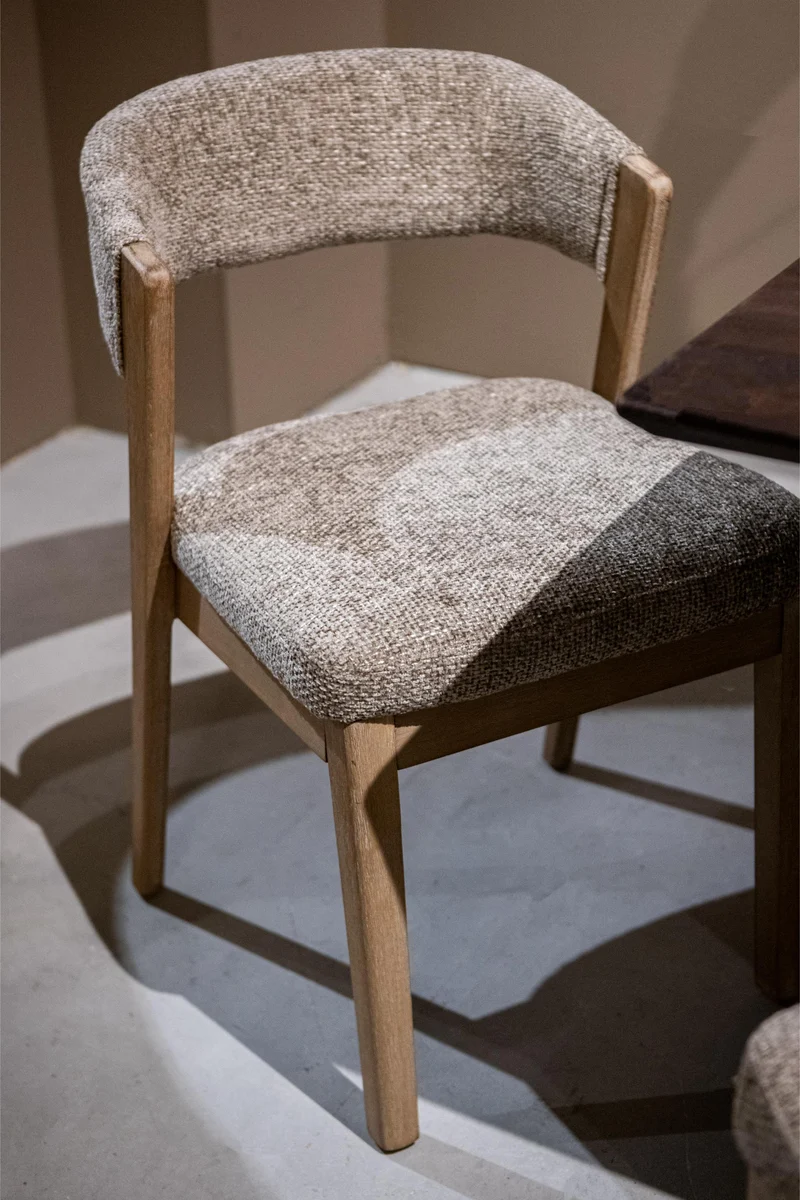 Stuhl taupe, Stuhl Holz-Gestell Naturholz