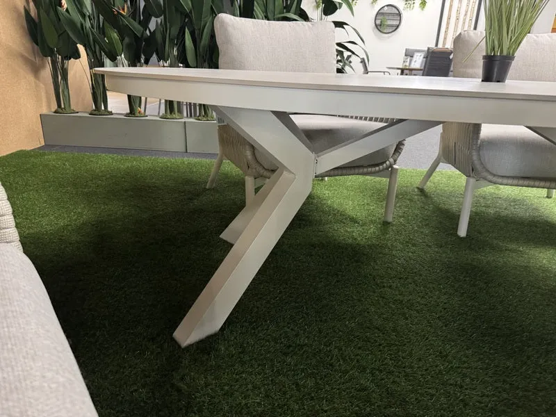 5 teiliges Set Gartentisch mit vier Gartensessel, Lounge-Gartentisch creme mit vier Sessel