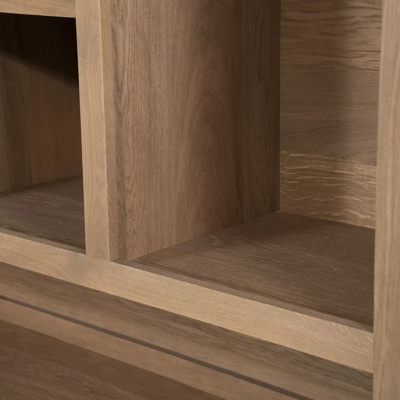 Bücherschrank Natur-braun Eiche furniert, Schrank braun mit zwei Türen, Wohnzimmerschrank braun Holz Eiche furniert, Breite 120 cm