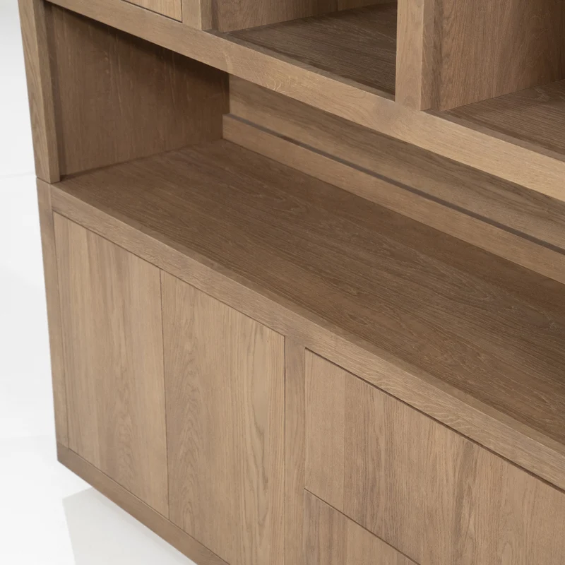 Bücherschrank Natur-braun Eiche furniert, Schrank braun mit zwei Türen, Wohnzimmerschrank braun Holz Eiche furniert, Breite 200 cm