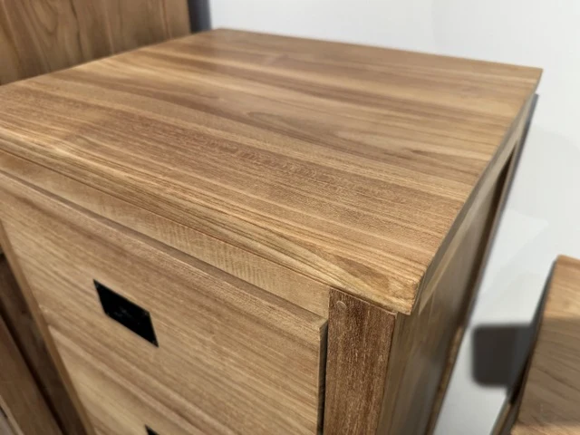 Kommode Holz Teak, Schrank mit Schubladen Massivholz Teak, Breite 90 cm
