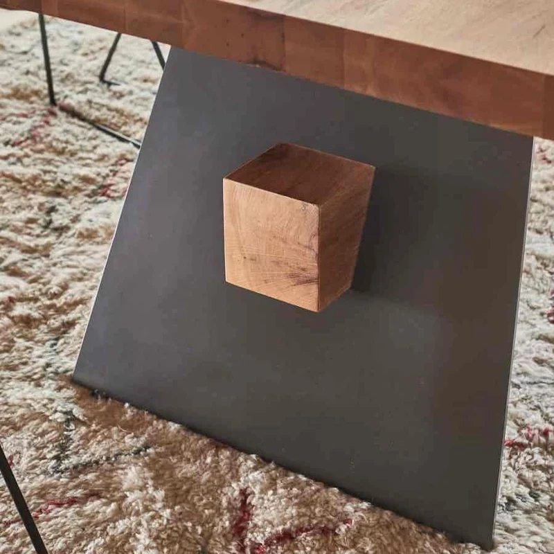 Tischgestell Eiche-Metall schwarz, Industriedesign Tischbeine schwarz, Holz-Metallgestell für Esstisch, Länge 220 cm