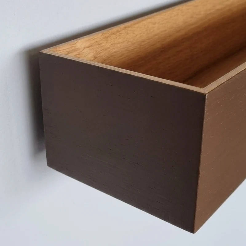 schmale Wandkonsole massive Eiche braun 48cm zwei Tabletts