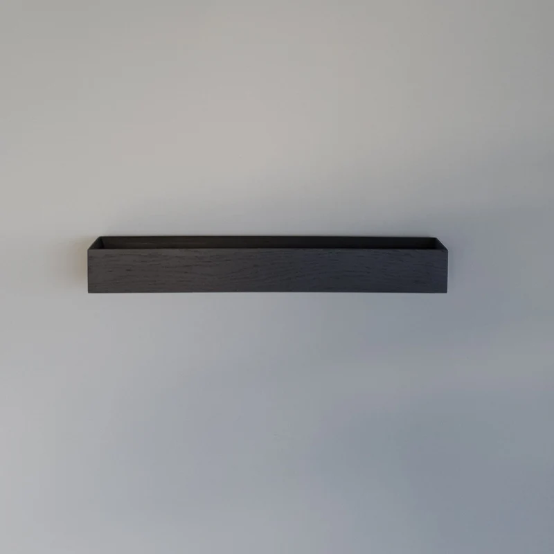 schmale Wandkonsole massive Eiche schwarz 72cm drei Tabletts