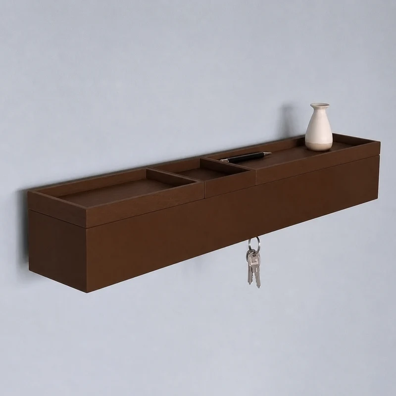 MOCHA 72 – Wandkonsole 72 cm mit 3 Tabletts in Kakao