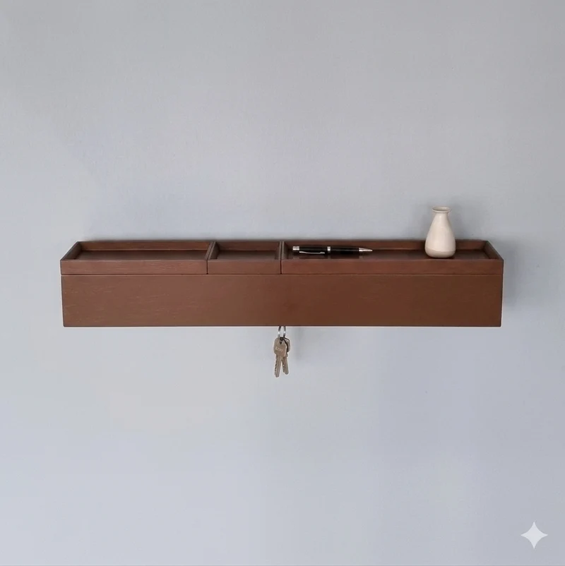 MOCHA 72 – Wandkonsole 72 cm mit 3 Tabletts in Kakao