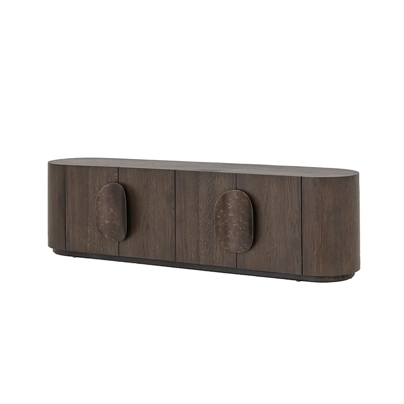 TV Schrank braun, Fernsehschrank braun Eiche furniert, Breite 180 cm