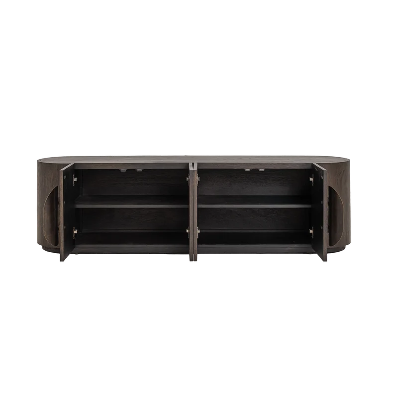 TV Schrank braun, Fernsehschrank braun Eiche furniert, Breite 180 cm