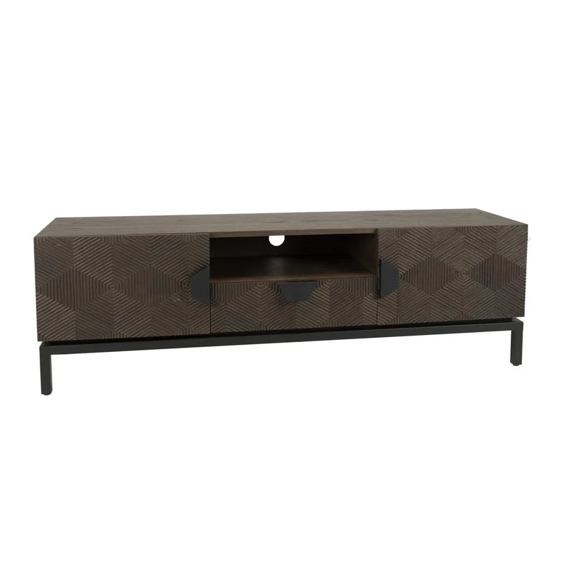 TV Schrank braun Eiche furniert 160 cm, Fernsehschrank braun mit Schublade Eiche furniert, Länge 160 cm