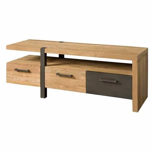 TV Schrank braun Holz Teak 145 cm, Fernsehschrank braun recyceltes Teakholz, Länge 145 cm