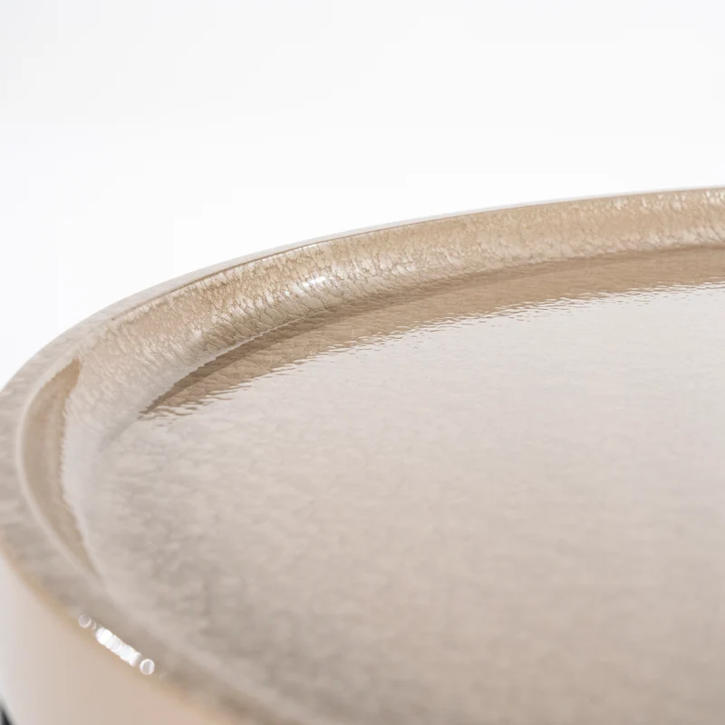 Couchtisch rund beige-schwarz, runder Couchtisch beige, Durchmesser 120 cm