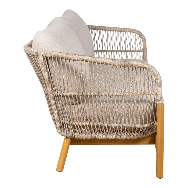 Gartensofa Holz taupe-hellbraun, Sofa Naturholz-Farbe, Breite 175 cm