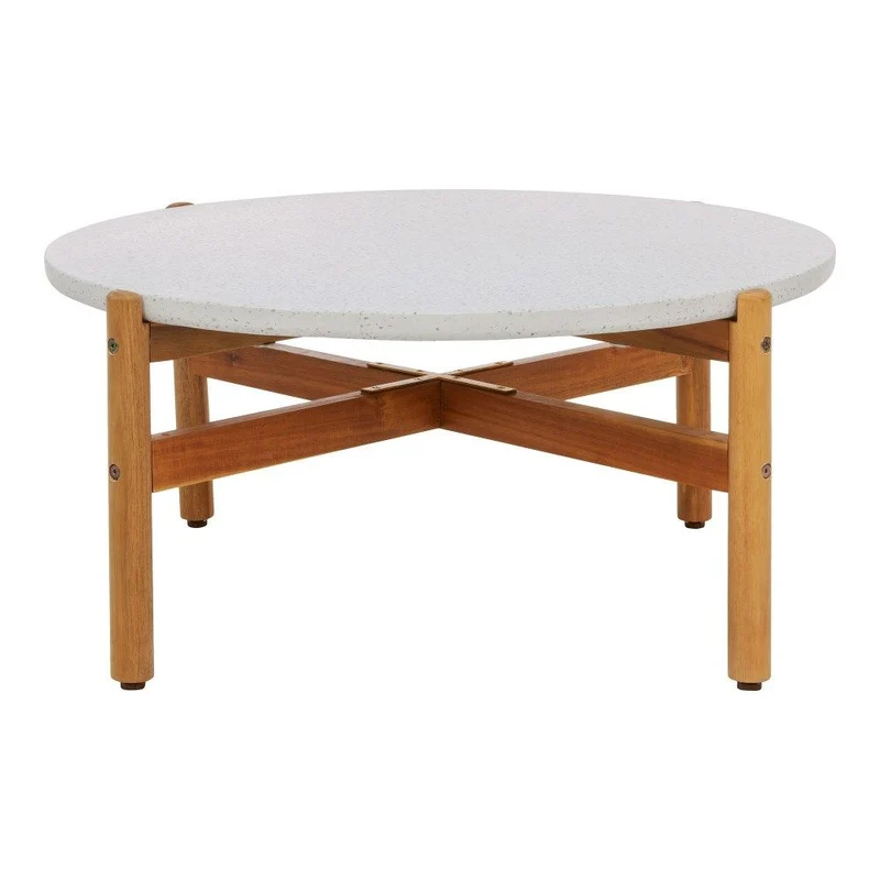 Gartentisch rund Holz, Gartencouchtisch Naturholz-Farbe, Durchmesser 85 cm