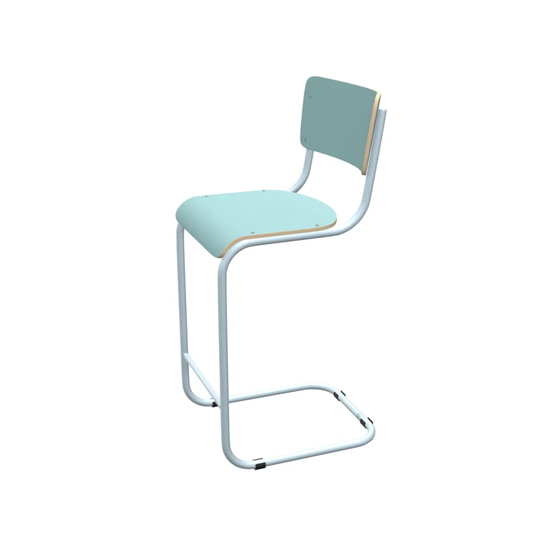 Barstuhl hellblau Industriedesign, Barstuhl-Freischwinger hellblau, Sitzhöhe 65 cm