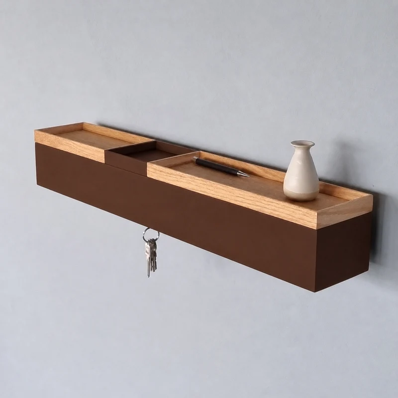 MOCHA 72 – Wandkonsole 72 cm mit 3 Tabletts in Eiche/Kakao
