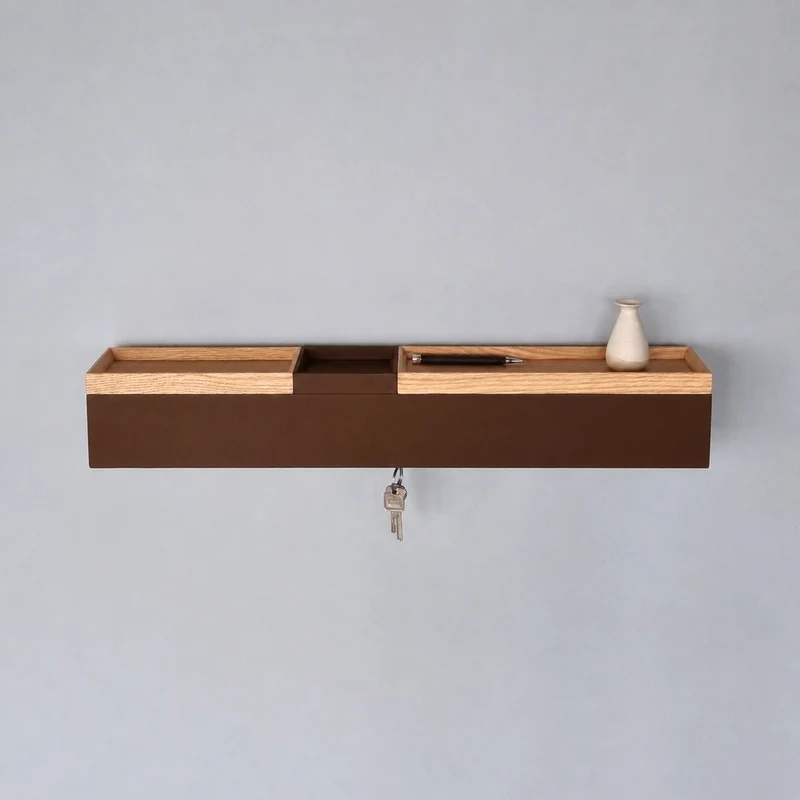 MOCHA 72 – Wandkonsole 72 cm mit 3 Tabletts in Eiche/Kakao