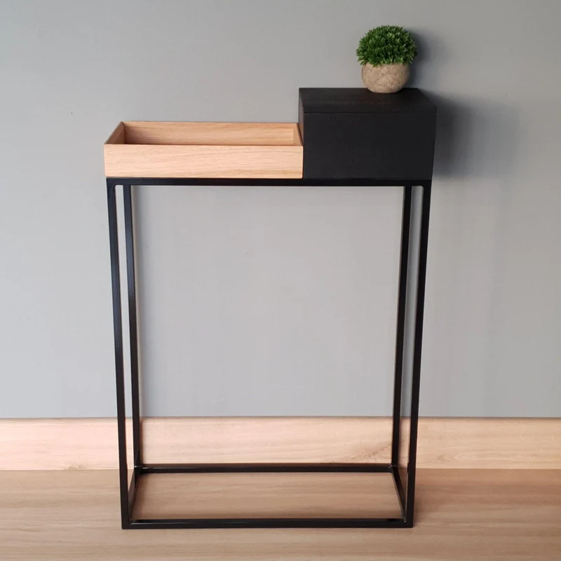 schmaler Designer Konsolentisch massive Eiche natur 60cm