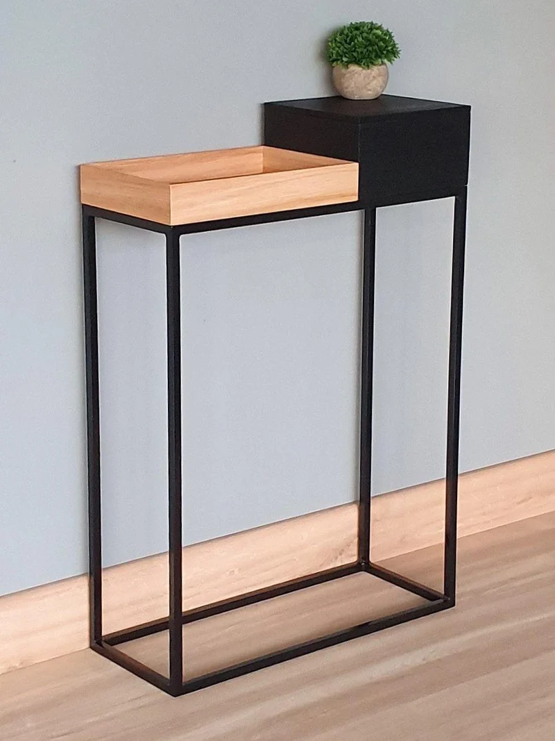 schmaler Designer Konsolentisch massive Eiche natur 60cm