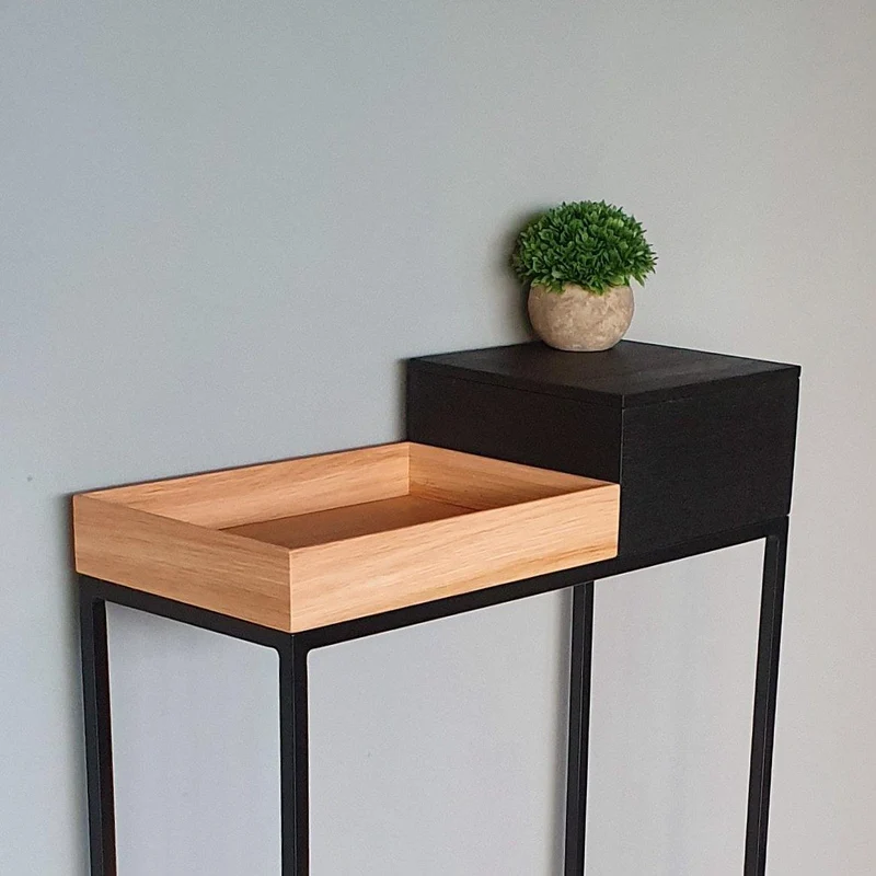 schmaler Designer Konsolentisch massive Eiche natur 60cm