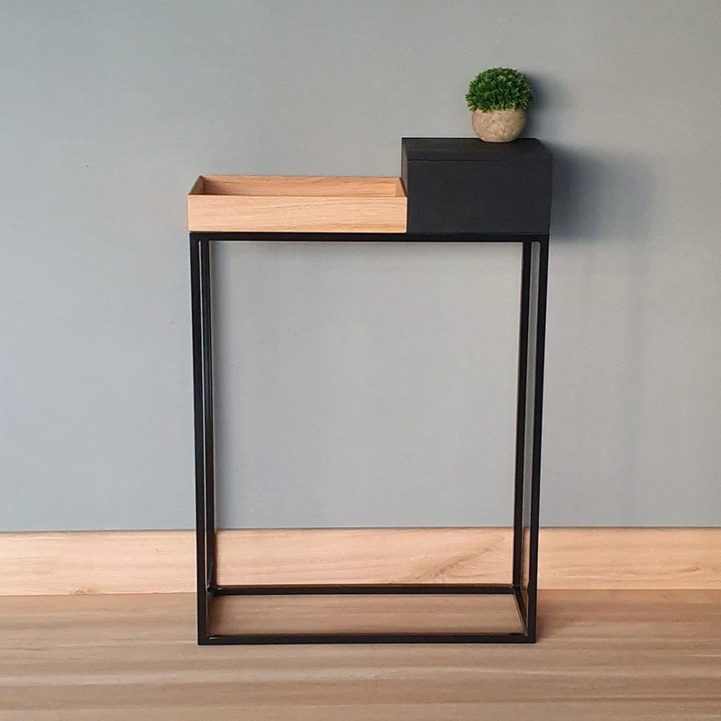 schmaler Designer Konsolentisch massive Eiche natur 60cm