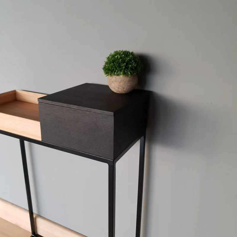 schmaler Designer Konsolentisch massive Eiche natur 60cm