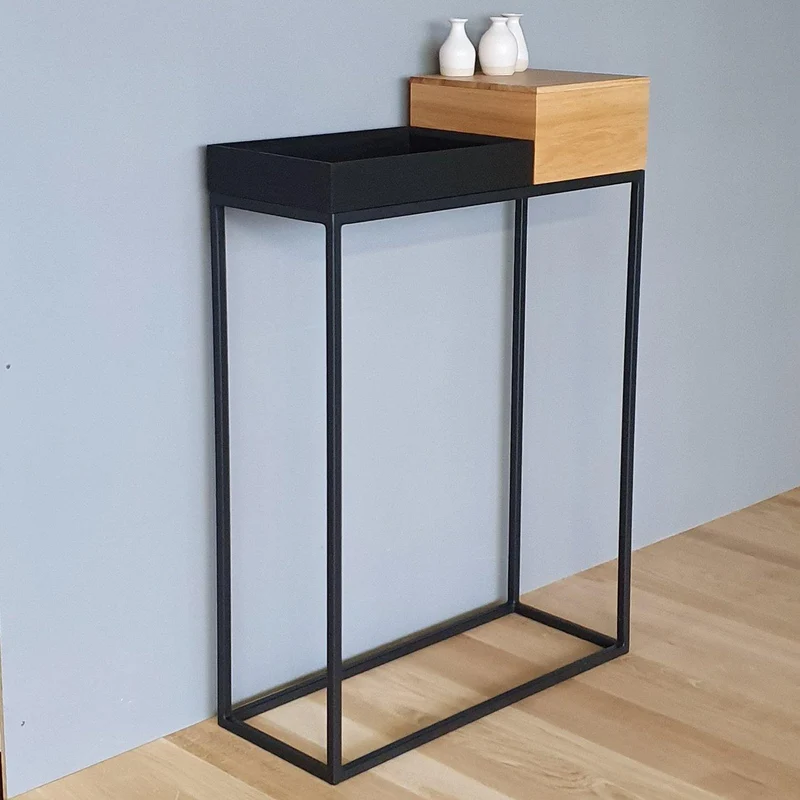 schmaler Designer Konsolentisch massive Eiche natur 60cm