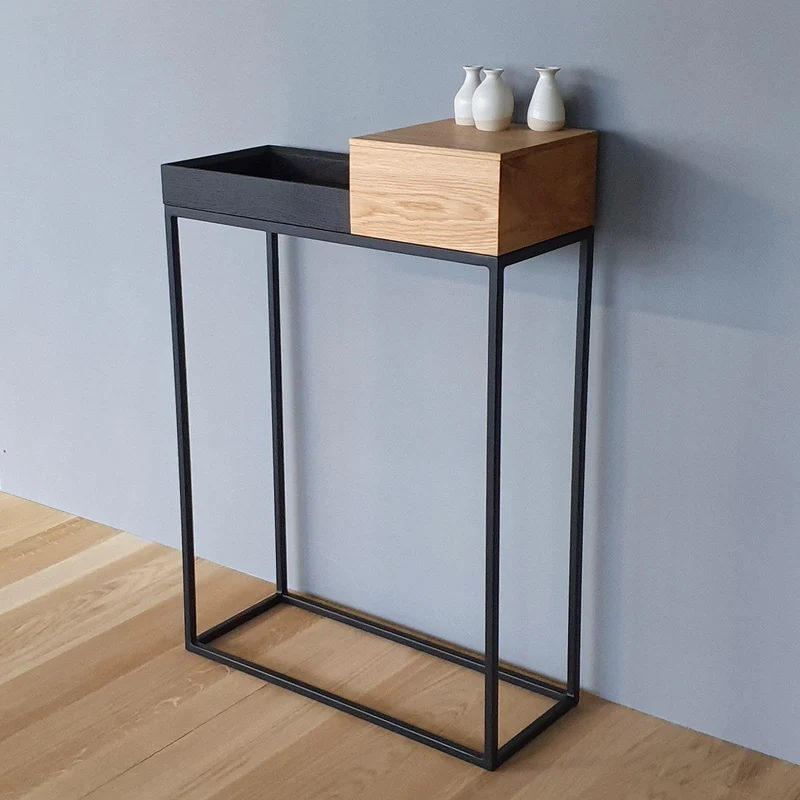 schmaler Designer Konsolentisch massive Eiche natur 60cm
