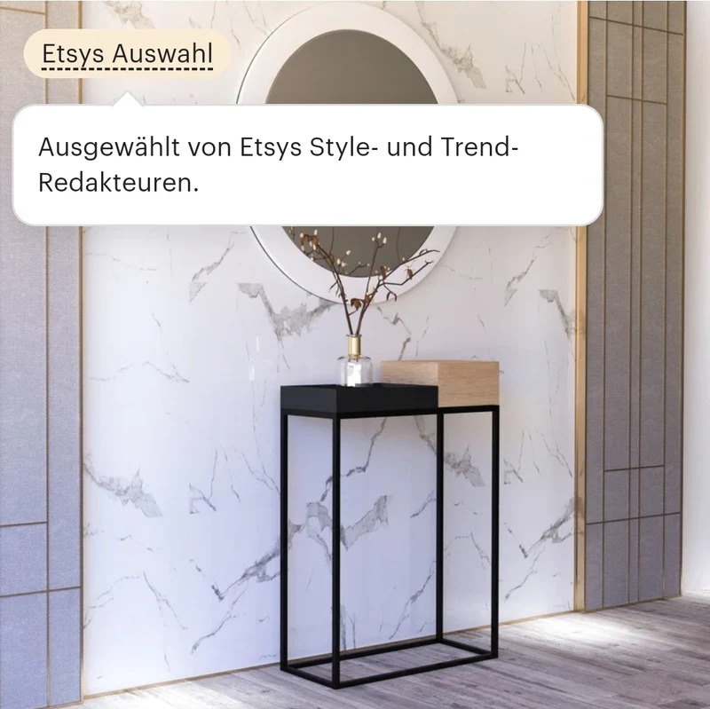 schmaler Designer Konsolentisch massive Eiche natur 60cm