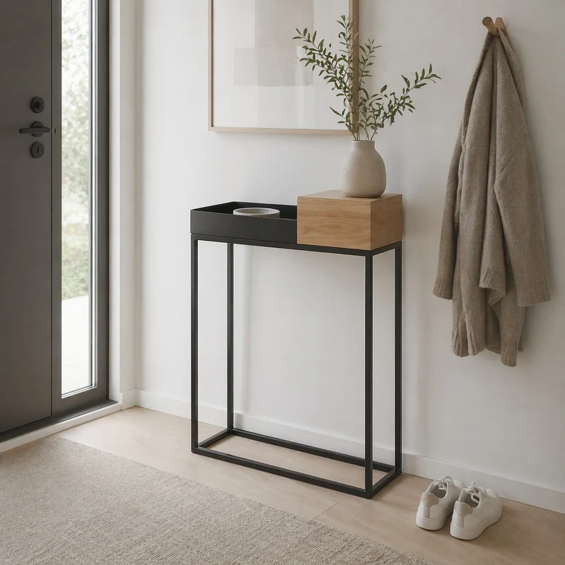 schmaler Designer Konsolentisch massive Eiche natur 60cm