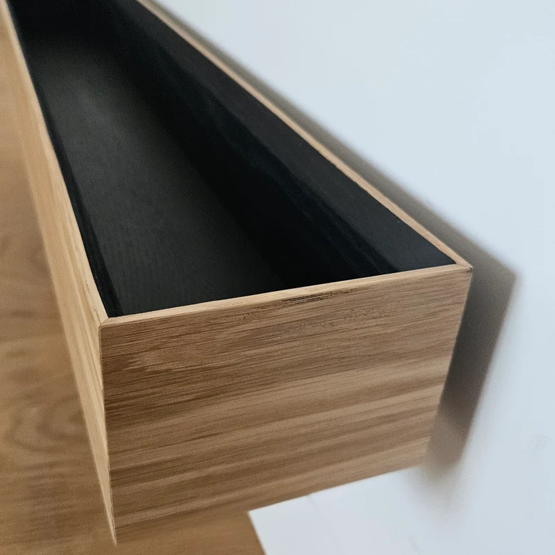 schmale Wandkonsole massive Eiche natur 72cm drei Tabletts