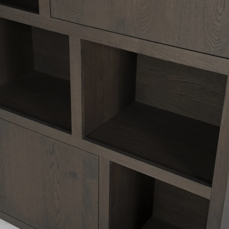 Highboard braun Eiche furniert, Hochschrank braun Eiche furniert, Höhe 170 cm