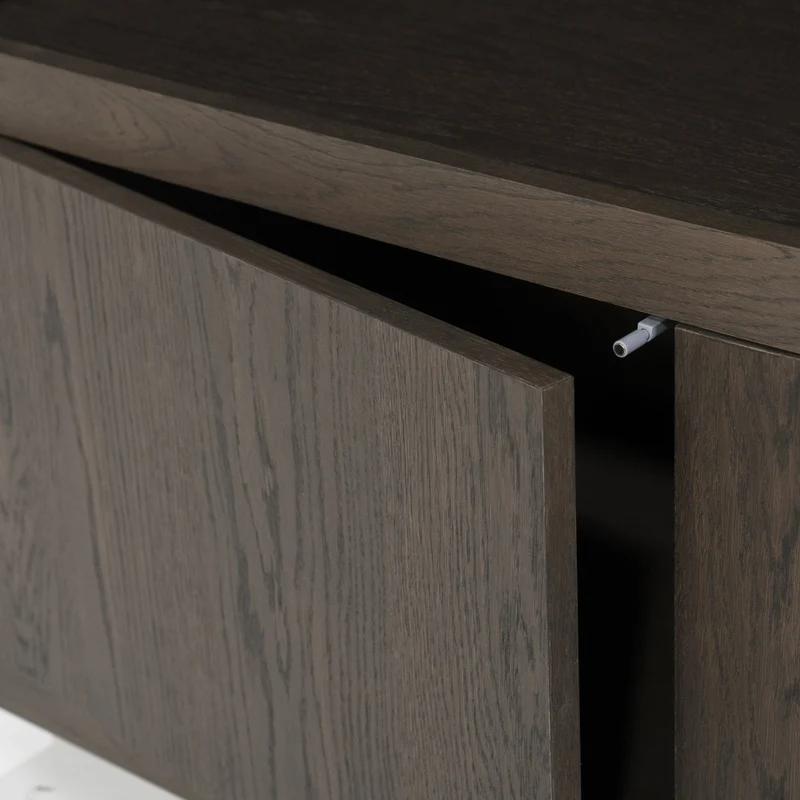 Wohnzimmerschrank braun Eiche furniert, Bücherregal braun Eiche furniert, Schrank braun Holz, Breite 120 cm