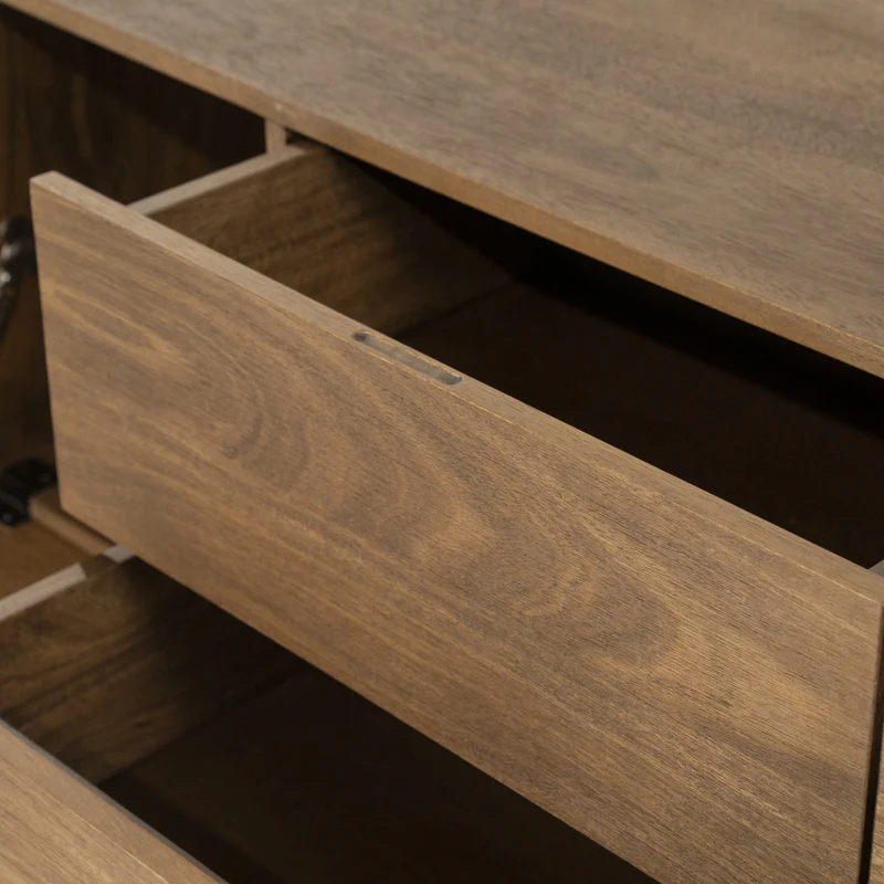 Fernsehschrank oval Holz furniert, TV Schrank mit 2 Schubladen Naturholz, Breite 160 cm
