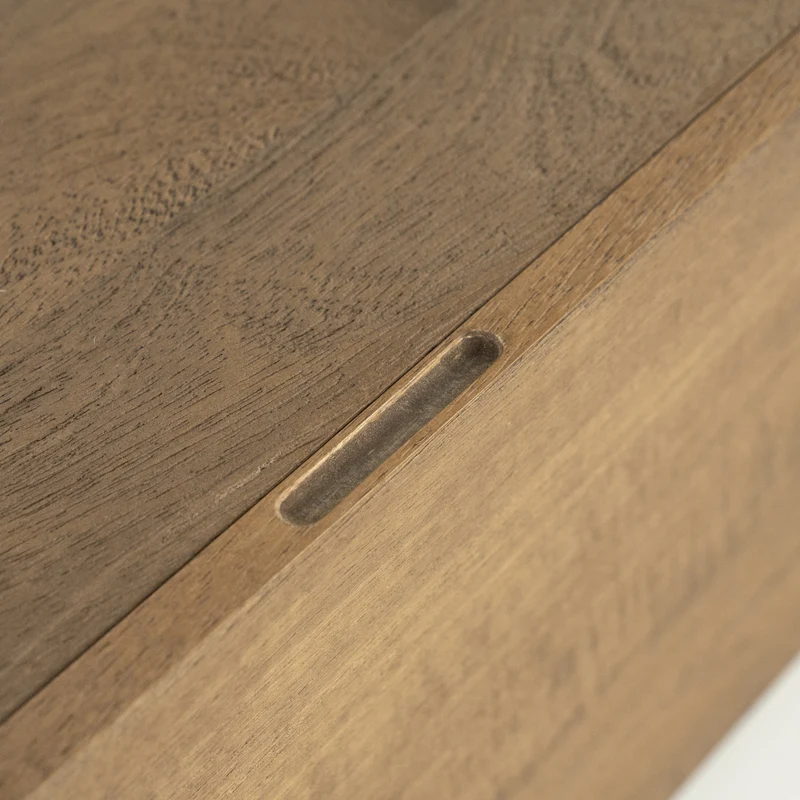 Fernsehschrank oval Holz furniert, TV Schrank mit 2 Schubladen Naturholz, Breite 160 cm