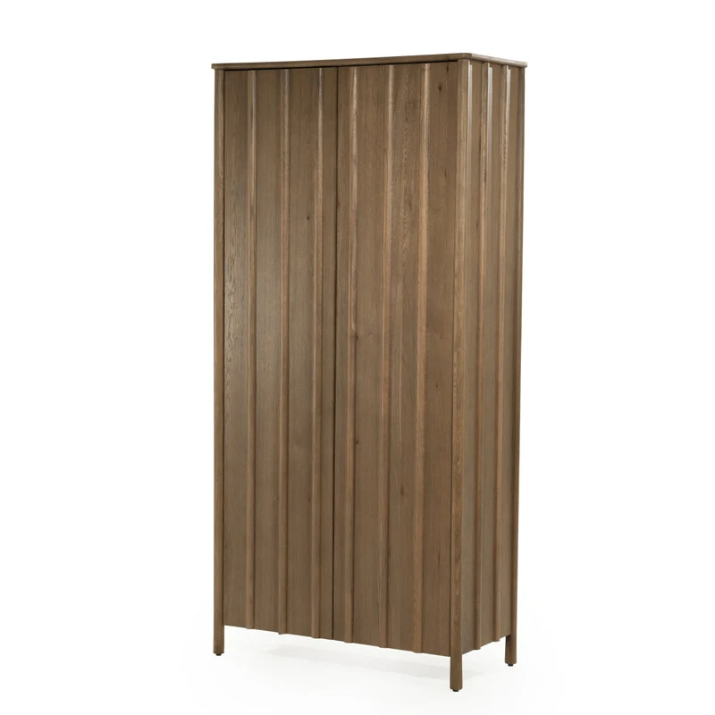 Kleiderschrank Holz furniert, Schrank Naturholz-braun, Wohnzimmerschrank Holz, Breite 102 cm