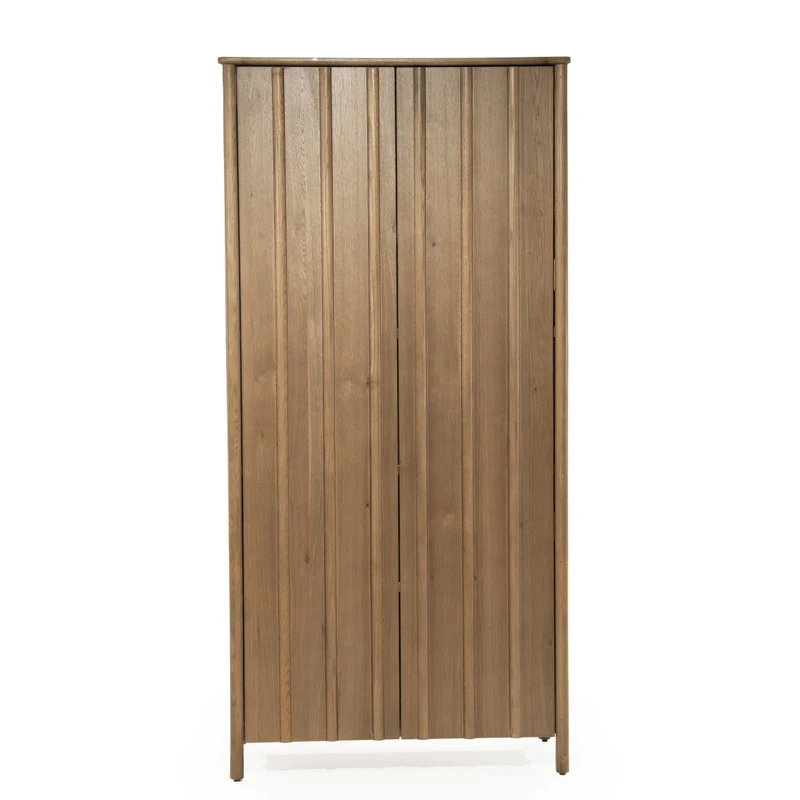 Kleiderschrank Holz furniert, Schrank Naturholz-braun, Wohnzimmerschrank Holz, Breite 102 cm