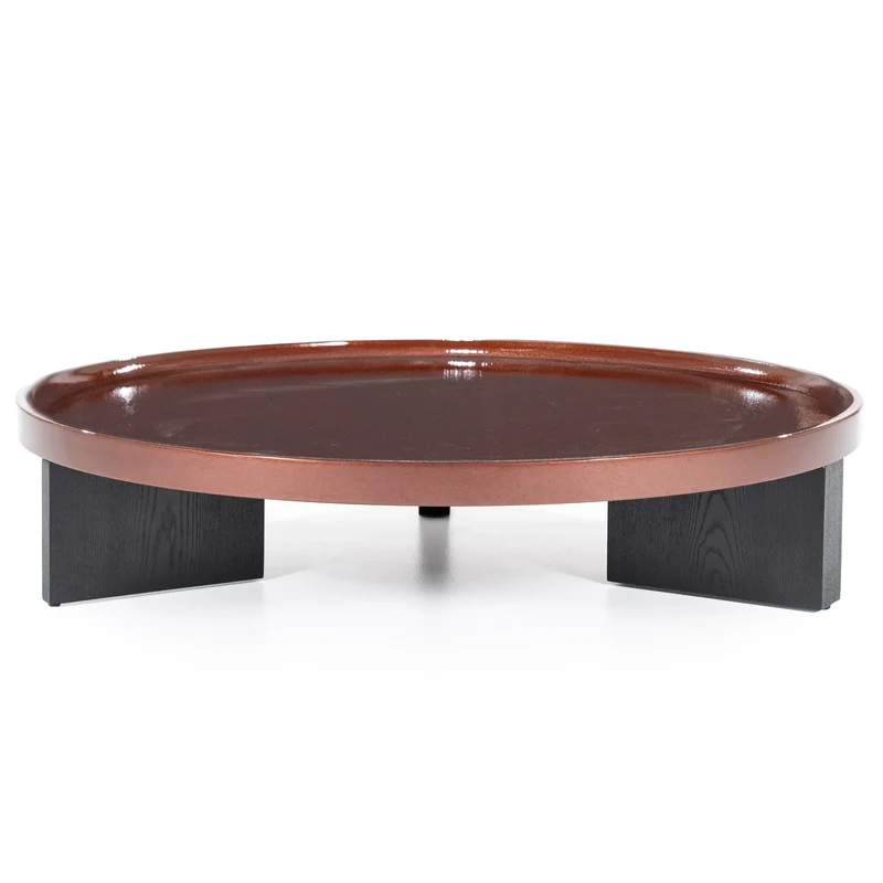 Couchtisch rund braun-schwarz, runder Couchtisch braun, Durchmesser 120 cm