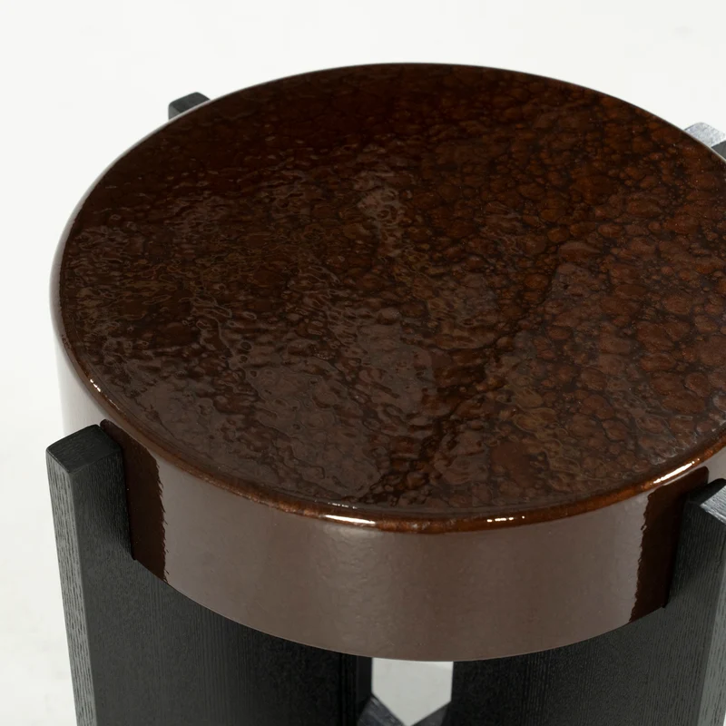 Beistelltisch rund braun-schwarz, runder Beistelltisch braun, Durchmesser 40 cm