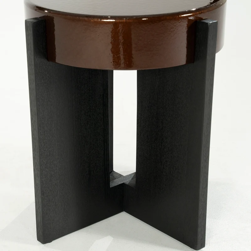 Beistelltisch rund braun-schwarz, runder Beistelltisch braun, Durchmesser 40 cm