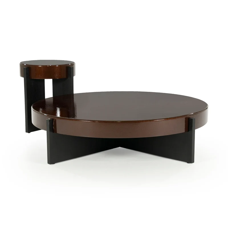 Beistelltisch rund braun-schwarz, runder Beistelltisch braun, Durchmesser 40 cm