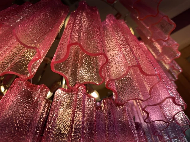 Kronleuchter lila, Kronleuchter pink Glas 9 Flammig, Durchmesser 80 cm