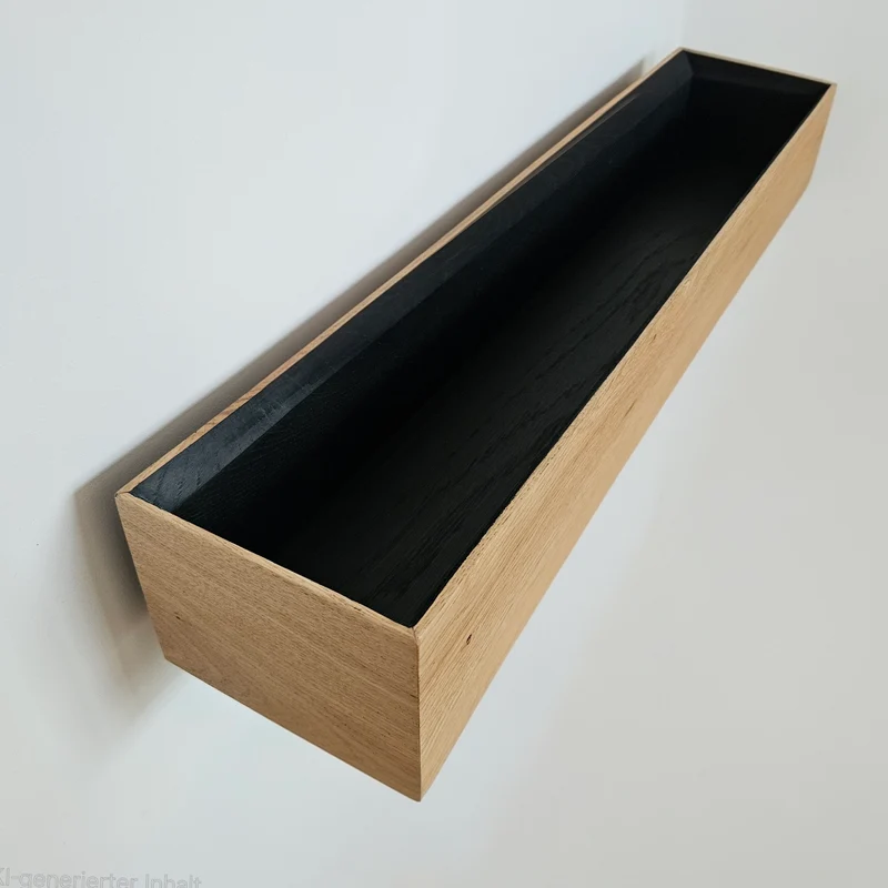 schmale Wandkonsole massive Eiche natur 60cm zwei Tabletts