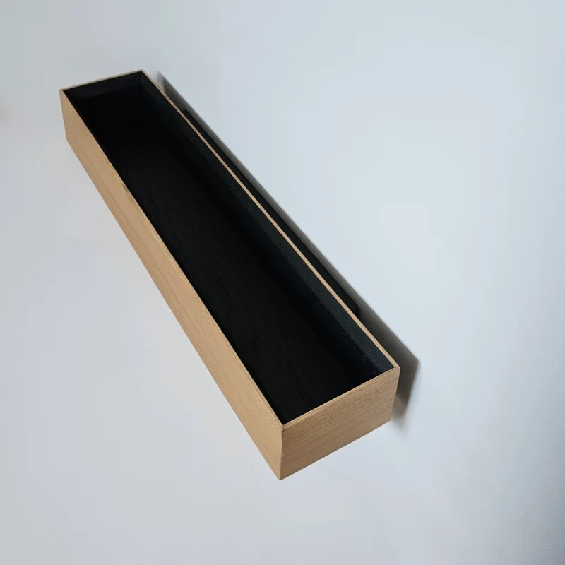 schmale Wandkonsole massive Eiche natur 60cm zwei Tabletts