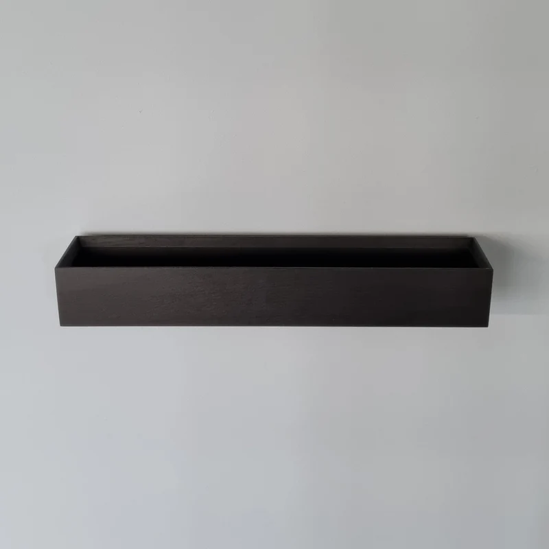 schmale Wandkonsole massive Eiche schwarz 60cm drei Tabletts