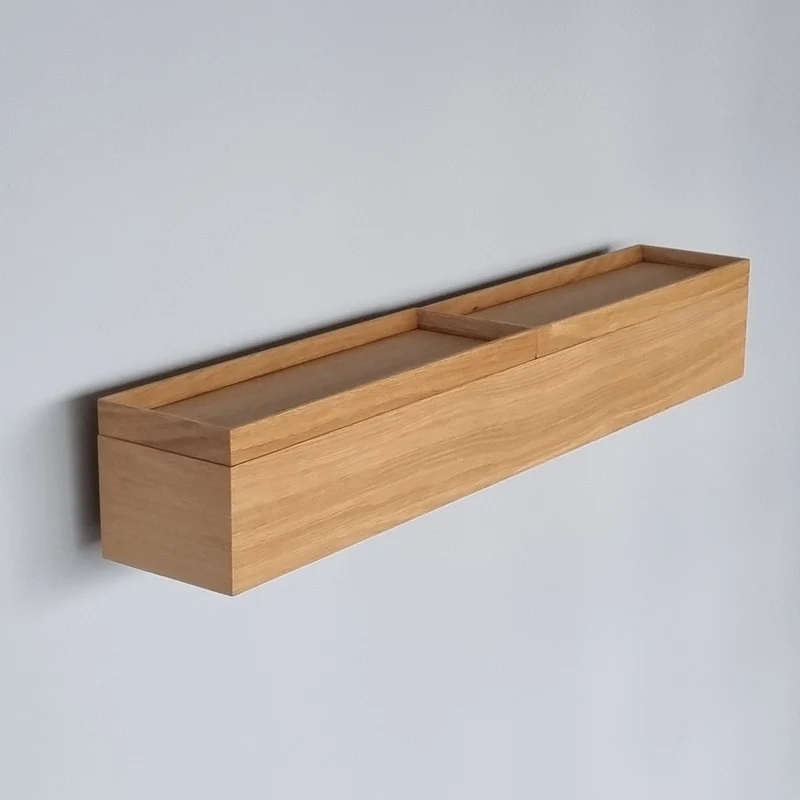 schmale Wandkonsole massive Eiche natur 72cm zwei Tabletts