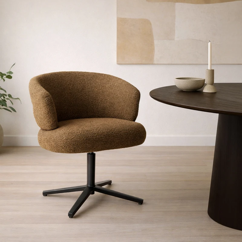 Stuhl drehbar Farbe braun, Esszimmerstuhl braun drehbar, Stuhl Federkern, Breite 69 cm