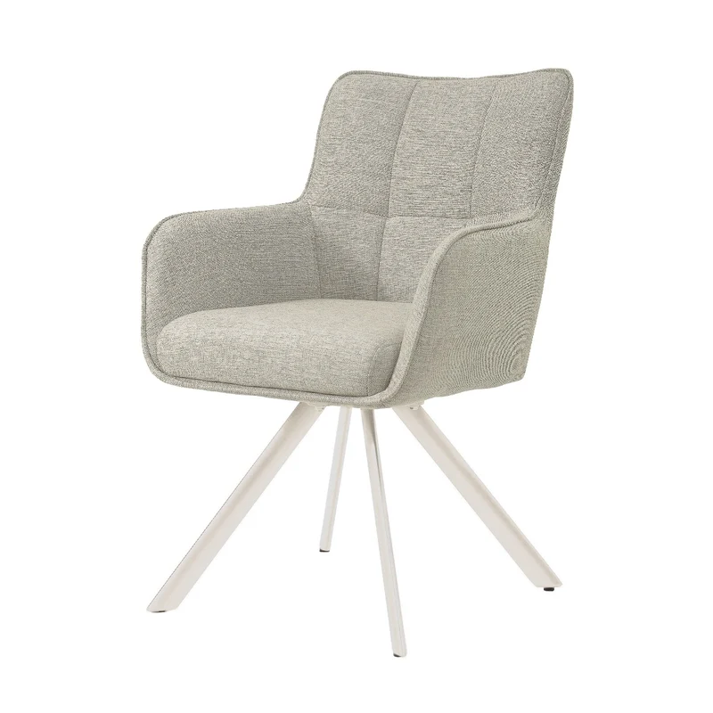 Stuhl beige Stuhlbeine drehbar, Esszimmerstuhl Farbe beige-Sand, Stuhl Federkern, Breite 62 cm